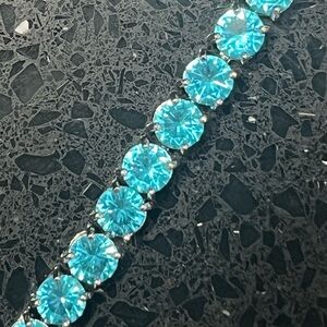 16ct 5mm Round Brilliant Cut AQUA BLUE Topaz Cz diamond Tennis Line Bracelet New